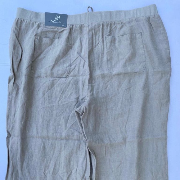 JM Collection Navy Linen Drawstring-Waist Pants - Picture 2 of 6